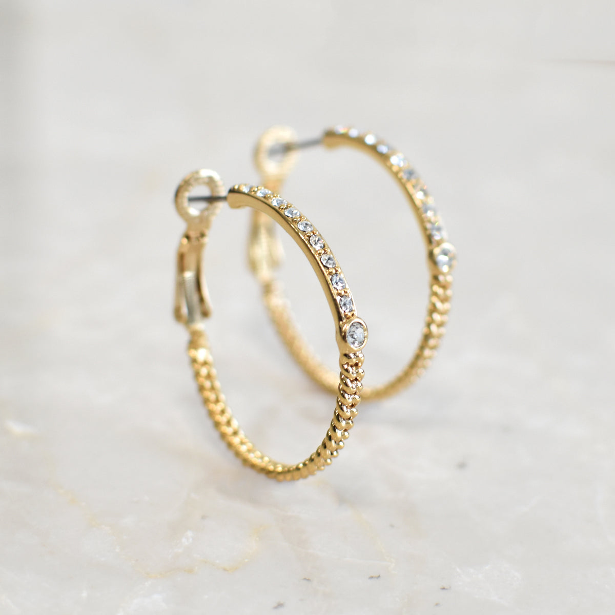 RIYO クリスタル フープ ピアス