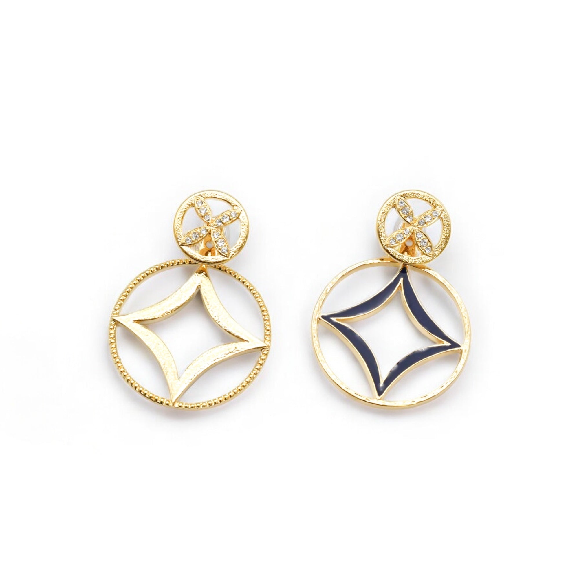 En by Kyogen Navy Pierced Earrings