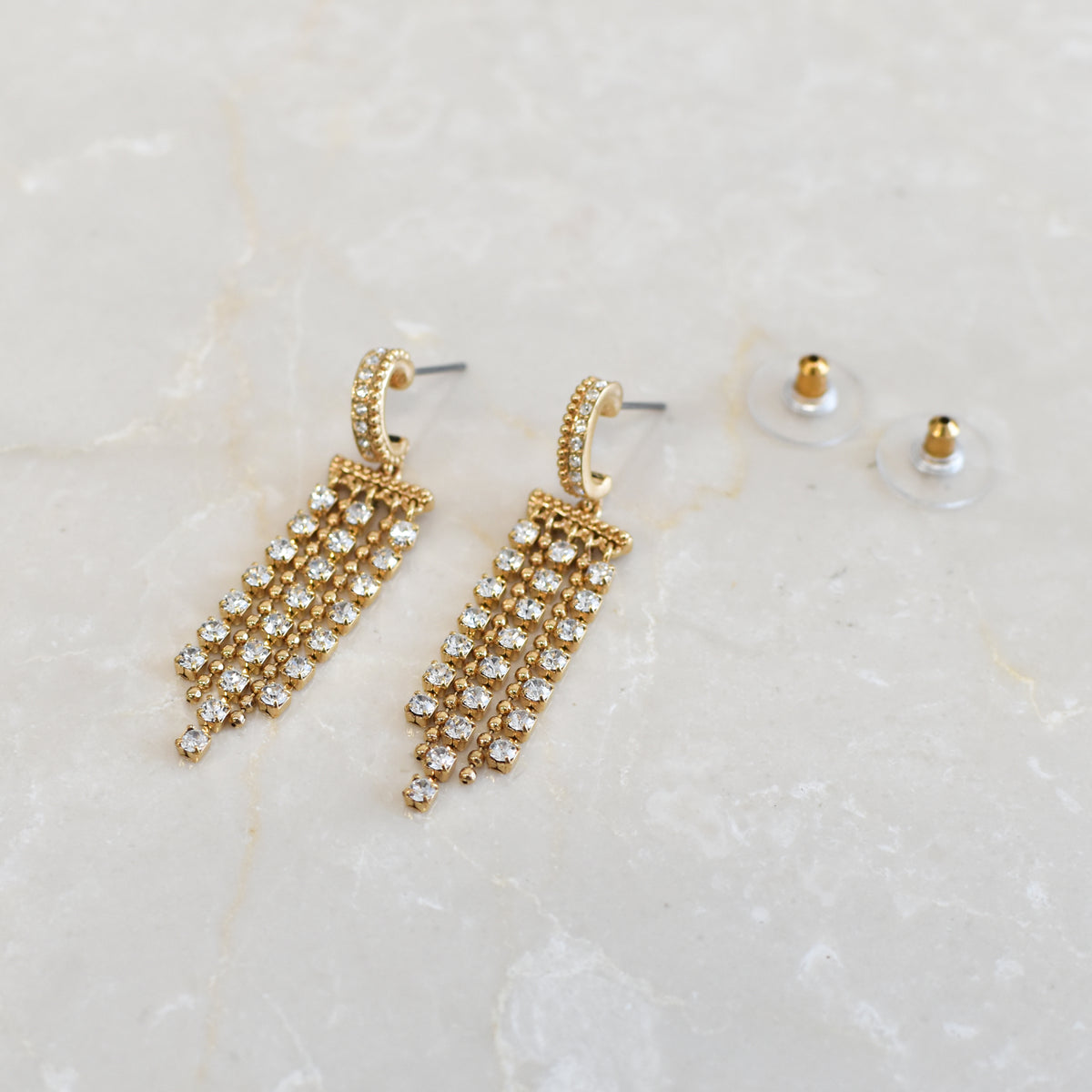 RIYO クリスタルチェーン ピアス